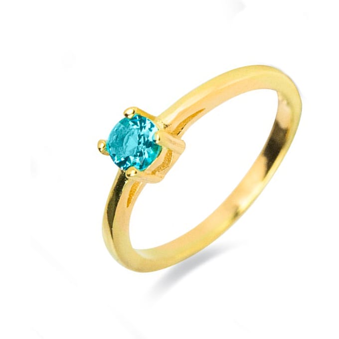 Bague - Luxenter - Otieno - Argent 925 - Quartz Hydrothermal - finition or jaune 18k 16 bleu
