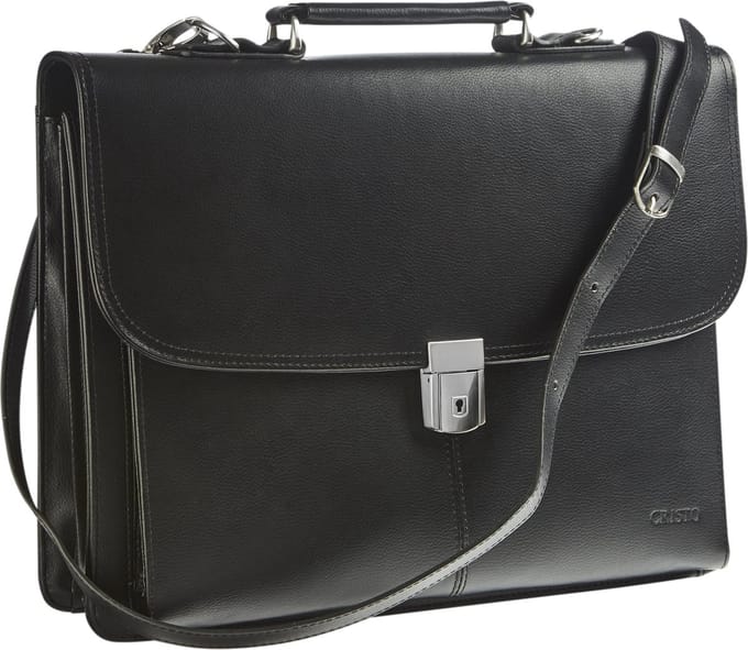 Cristo Metropole - Aktentas (Recycled Leather), 3 compartimenten - zwart