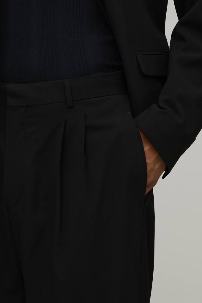Pantalon De Costume Large À Plis Sur Le Devant Coupe Ajustée | Black | Size 36