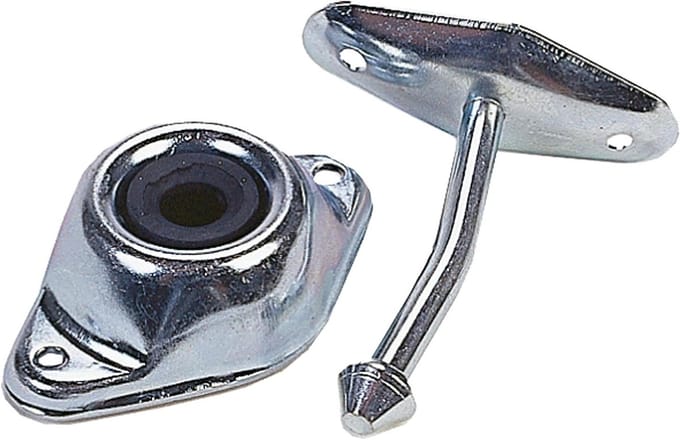 Hoekige Plunjer Deurhouder - Deurstopper Plunjer - Deur Open Houden - Verzinkt Staal Rubber Socket - 7.6 cm - Zilverkleurig