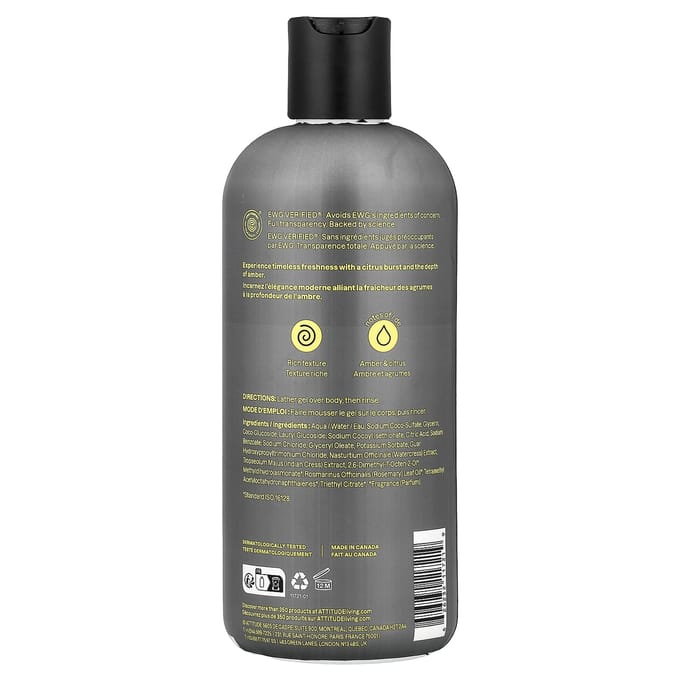 Attitude Super Leaves Men Shower Gel Amber & Citrus 415 ml