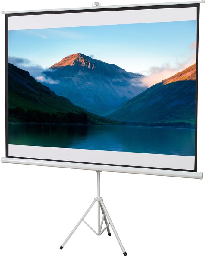 HOMCOM canvas met statief 100 inch 4:3 Draagbare projector canvas Opvouwbaar statief Canvas voor thuisbioscoop en kamperen