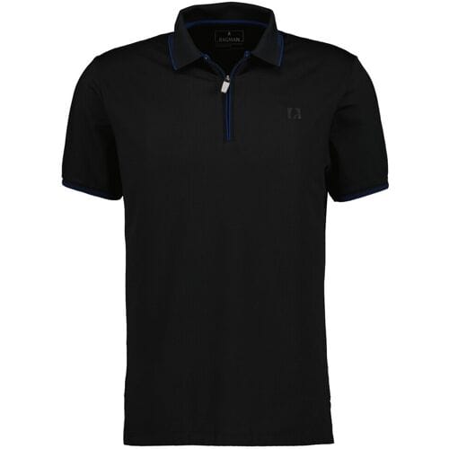 Ragman Polo Zipper Tipping Keep Dry Finish Zwart / male