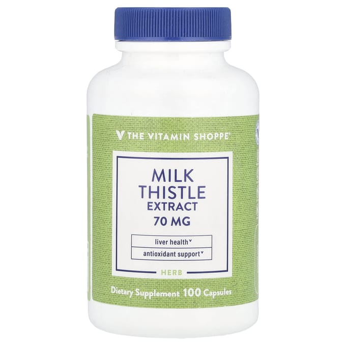 The Vitamin Shoppe, Mariadistelextract, 70 mg, 100 Capsules
