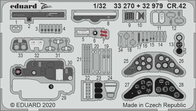 Eduard Modelbouwdecoratie - 33270 Accessoires for CR.42 - Photo-etch