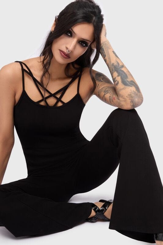 Killstar - Gothic Jumpsuit - Twilight Viper Jumpsuit - S tot 4XL - voor Vrouwen - zwart