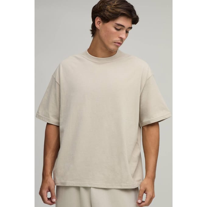 Oversized Heavyweight Zacht Aanvoelend T-shirt | Stone | Size Medium