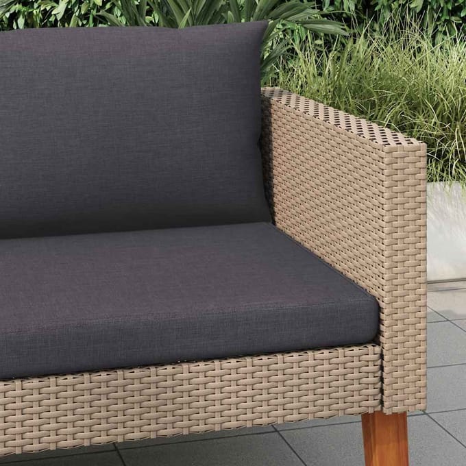 vidaXL - Tuinbank - eenzits - met - kussens - poly - rattan - beige