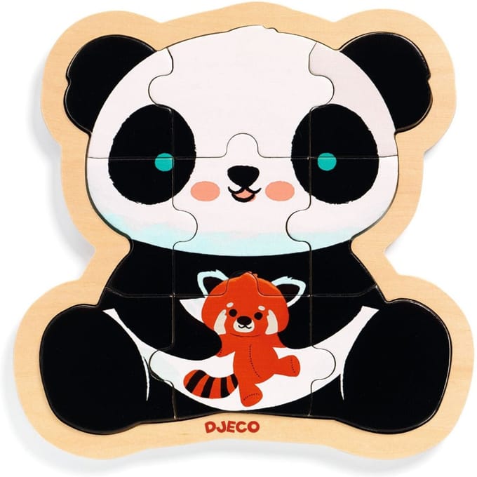 DJECO houten puzzel Panda 2 jr+ / 9 stks