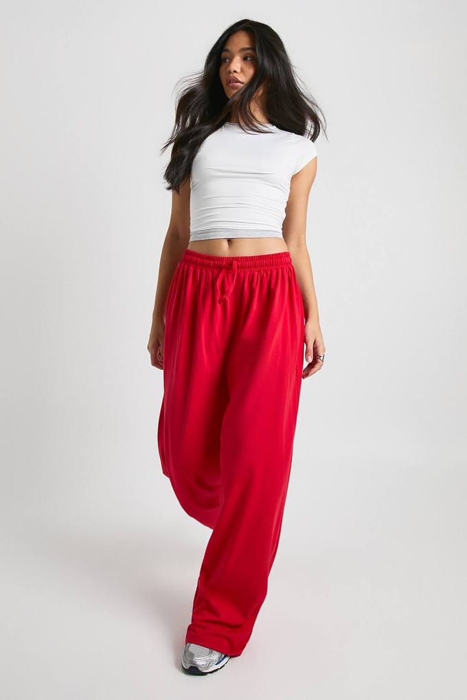 boohoo Dames Wijdbeens Broek | Red | Maat: 6