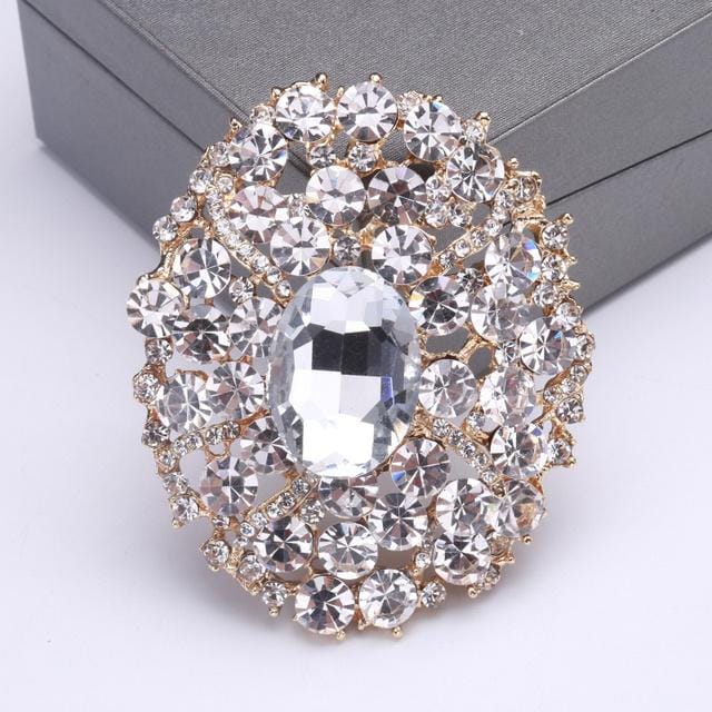 Prachtige grote kristal strass luxe glazen broche High-end kledingaccessoires broche gray