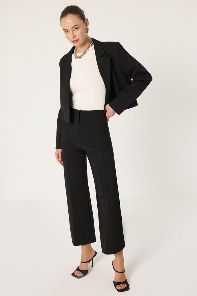 Touché Privé - Crêpe broek met siernaden - Zwart - Dames