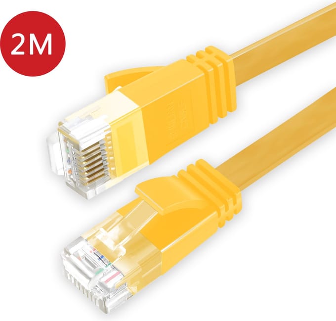 BukkitBow - Cat6 - U/UTP Kabel – Netwerkkabel – Extra Plat – 2 Meter – Geel