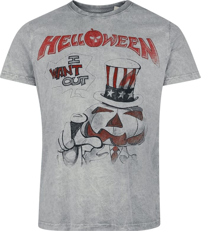 Helloween T-shirt - I Want Out - S tot 4XL - voor Mannen - grijs