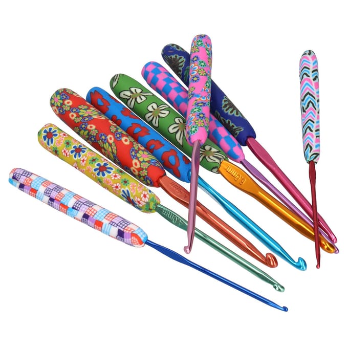 9-delige Haaknaaldset met Ergonomische Handvatten Naalden DIY Knutselaccessoires voor Vrouwen blue