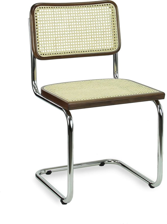 Workliving Bas Eetkamerstoel - Rotan Design Walnoot / Chroom