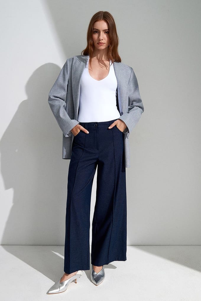 Hoge Taille Wijde Pantalon met Plissé