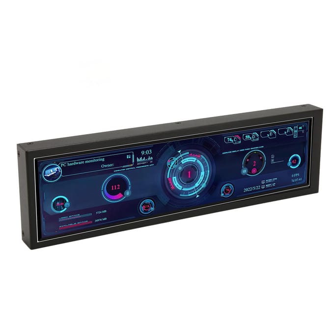 Computertemperatuurmonitor 8,8 inch LCD USB C Landschap of Portret Thema-editor PC CPU Data Monitor voor Without touch