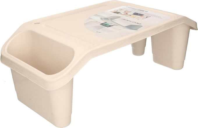 Excellent Houseware Bedtafel - kunststof - beige - L60 x B30 x H21 cm - dienblad