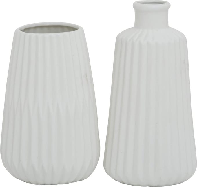 Boltze vaas, set (2 stuks), wit, hoogte van 17 cm.
