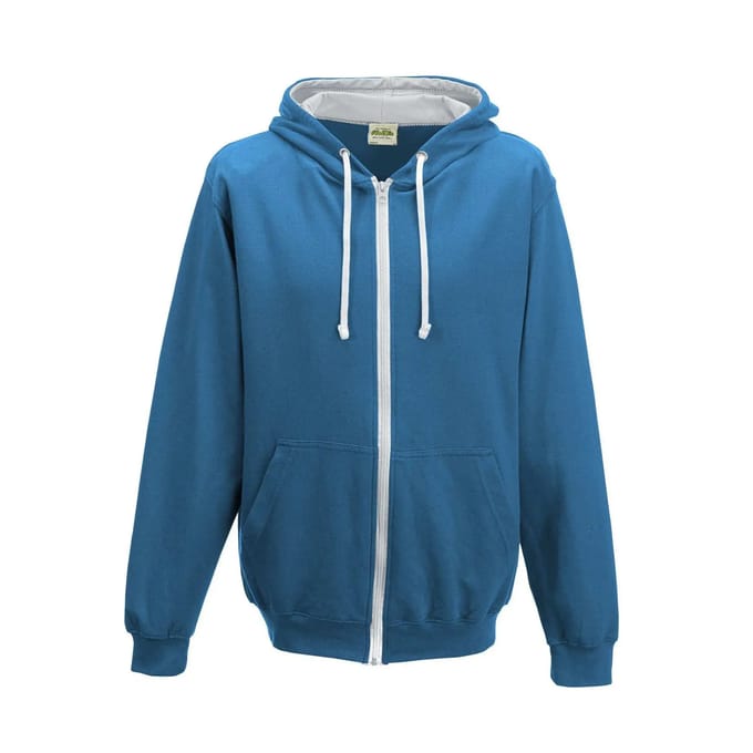 Gecontrasteerde hoodie met rits Just Hoods Varsity