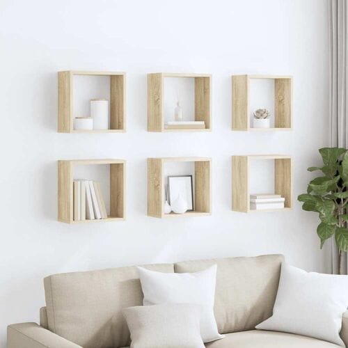 vidaXL - Wandschappen - kubus - 6 - st - 30x15x30 - cm - sonoma - eikenkleurig