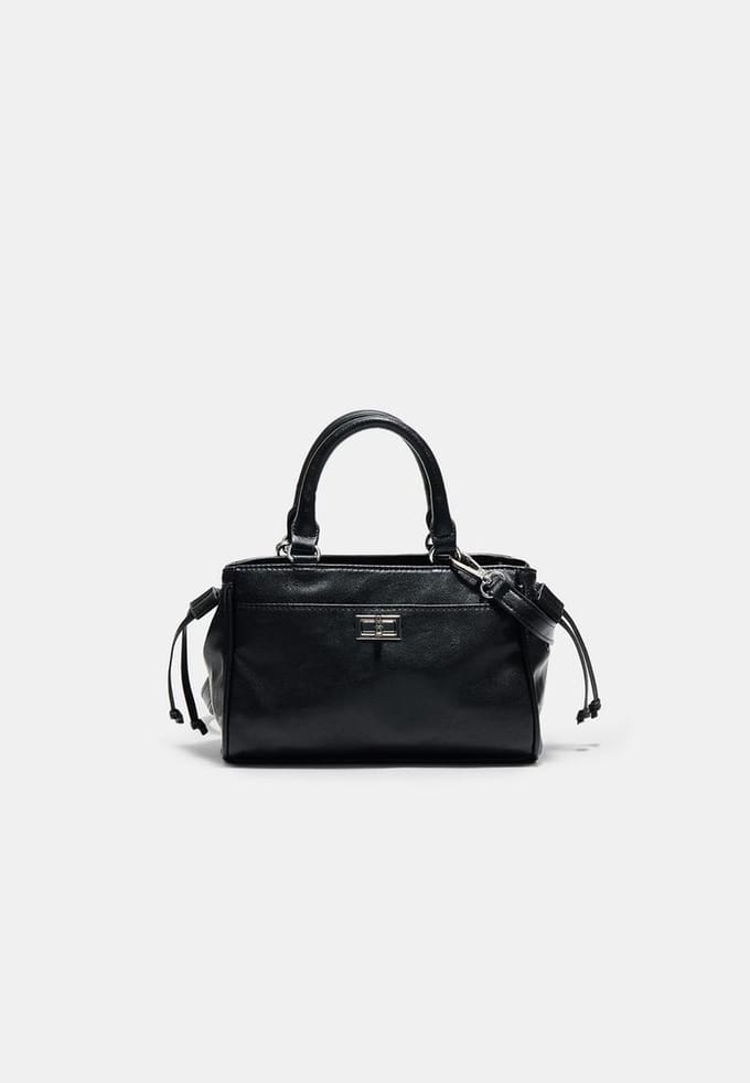 Stradivarius Mini city-tas met klep  Zwart OS