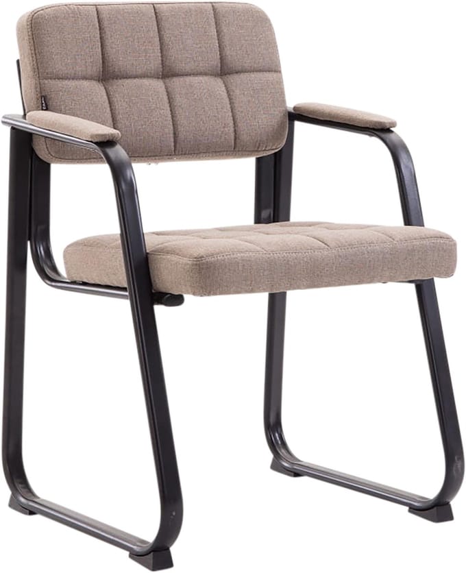 CLP Stoel met armleuningen Canada B, gestoffeerde bezoekersstoel met stofbekleding Stof/taupe