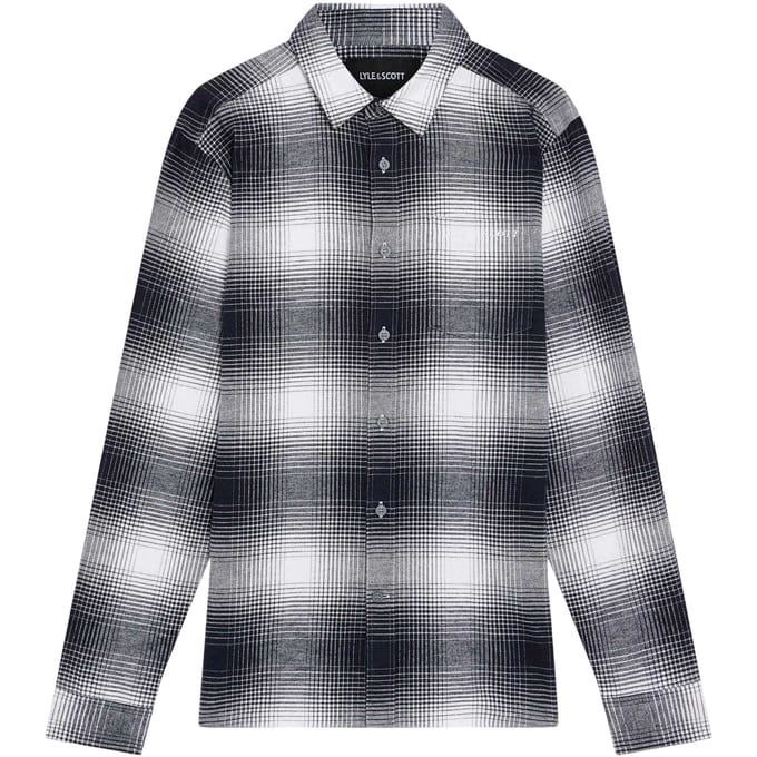 Lyle & Scott Flanellen Heren Overhemd (Nachthemel/Wit)