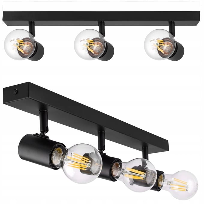 LED Raillamp 3x E27 Verstelbaar Zwart Mat - Moderne Loft