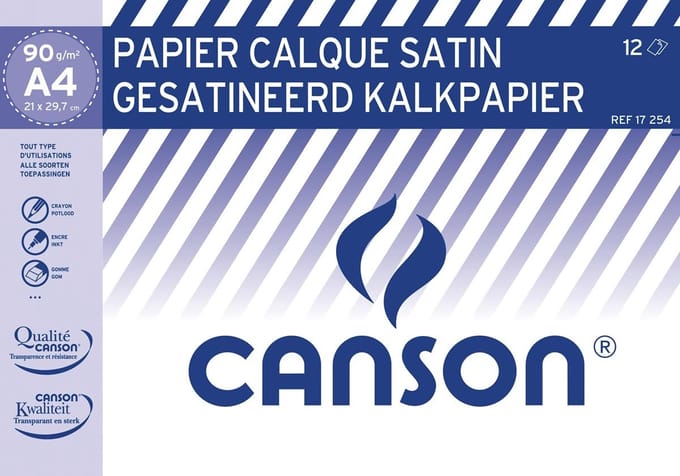 Canson kalkpapier ft 21 x 29,7 cm (A4), etui van 12 blad 25 stuks