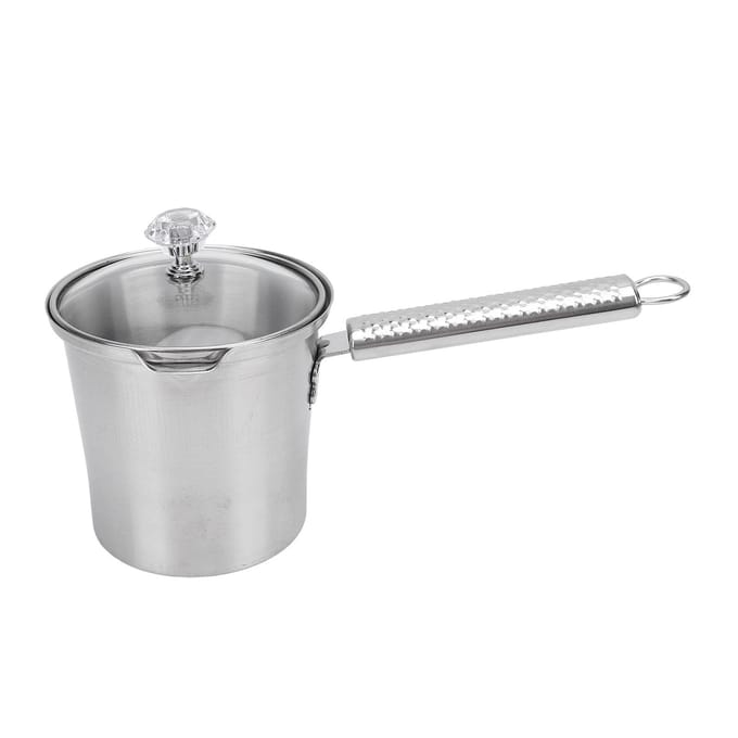 Melkopschuimbeker RVS Multifunctioneel Lange Handgreep Koffie Thee Stoombeker met Deksel 500ML white