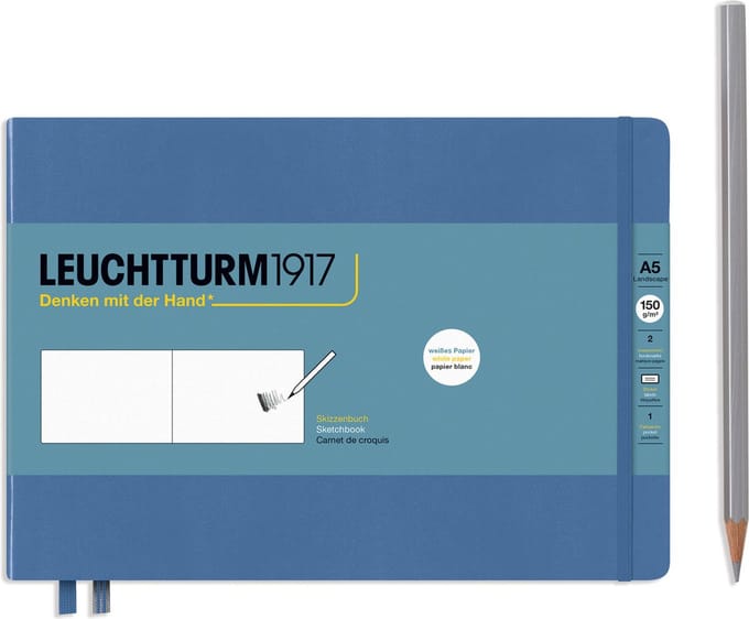 Leuchtturm1917 Medium Landscape Schetsboek met harde kaft Denim