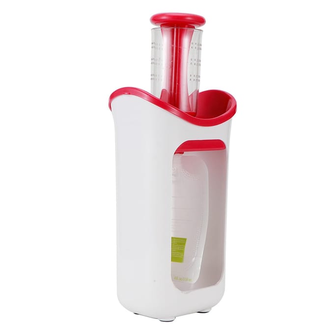 Squeeze Station Pers & Bewaar Systeem Draagbare Kinderen Fruitpuree Knijper Voedselzakjes voor rozerode kleur