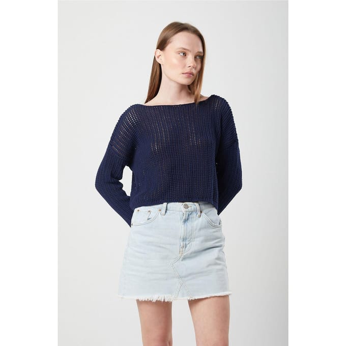 Gehaakt Crop Top met Boot-Hals