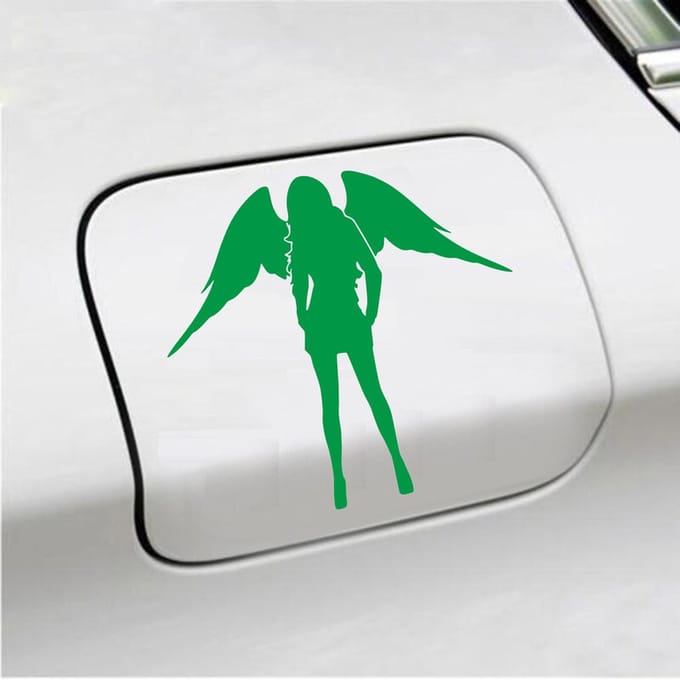 Bumpersticker - Dame Engel - 13 X 14 - Groen