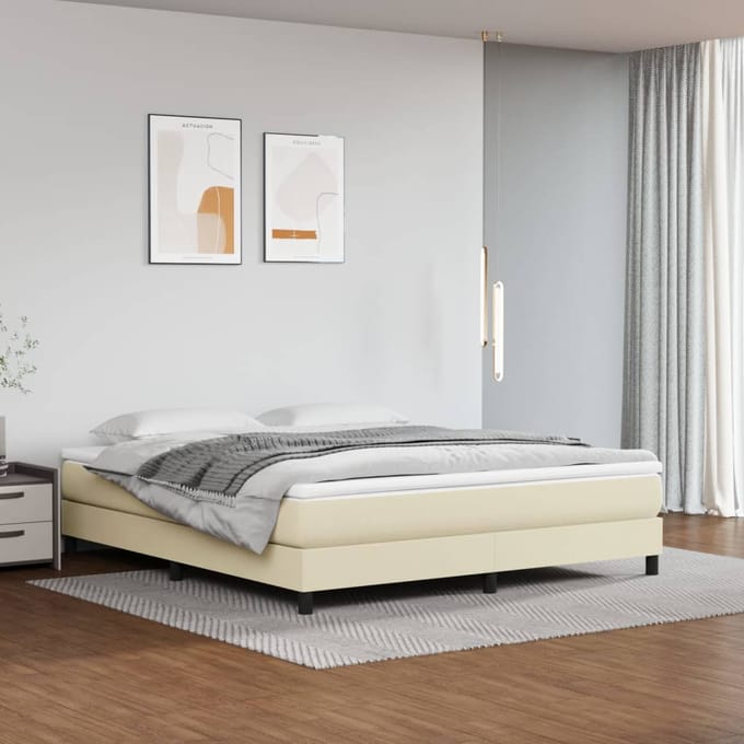 vidaXL - Boxspring - bed - kunstleer - crèmekleurig - 160x200 - cm