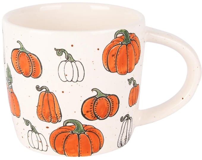 Dekoratief | Mok 'Pumpkin Patch', wit/oranje, keramiek, 14x9x10cm | A255840
