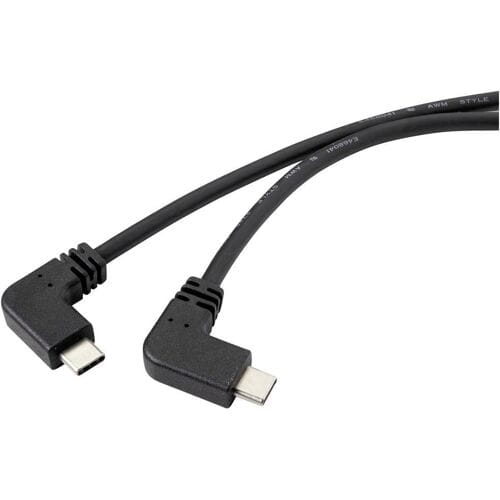 Renkforce RF-4633064 USB-kabel USB 3.2 Gen2 USB-C stekker, USB-C stekker 1.20 m Zwart 90° haaks naar links