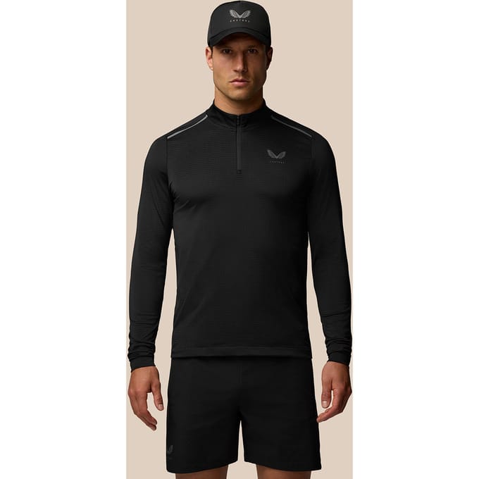 Castore Apex Aeromesh Half Rits Lange Mouw T-shirt Zwart M Man