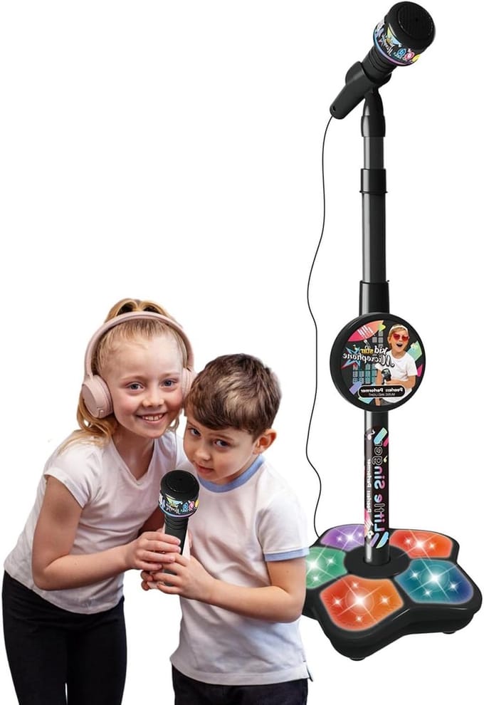 Kindermicrofoon met standaard - Zing speelgoed - Muziek optreden - In hoogte verstelbaar - 22 x 81 x 22 cm