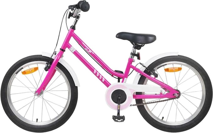 Kinderfiets - Klassieke fiets - Buiten rijden - Sterke staalconstructie - 24 inch - Roze Wit