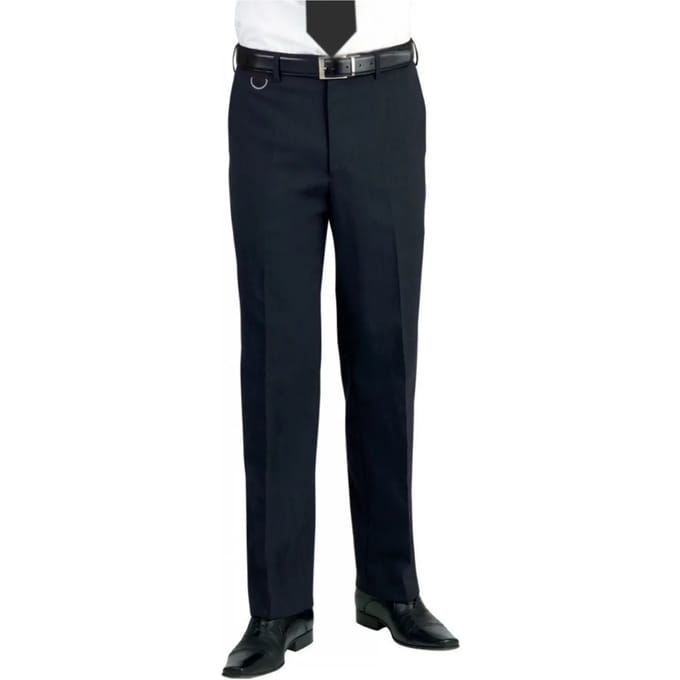 Brook Taverner Mars Flat Front Trouser BT8648 - Black - 58 EU (46 UK)