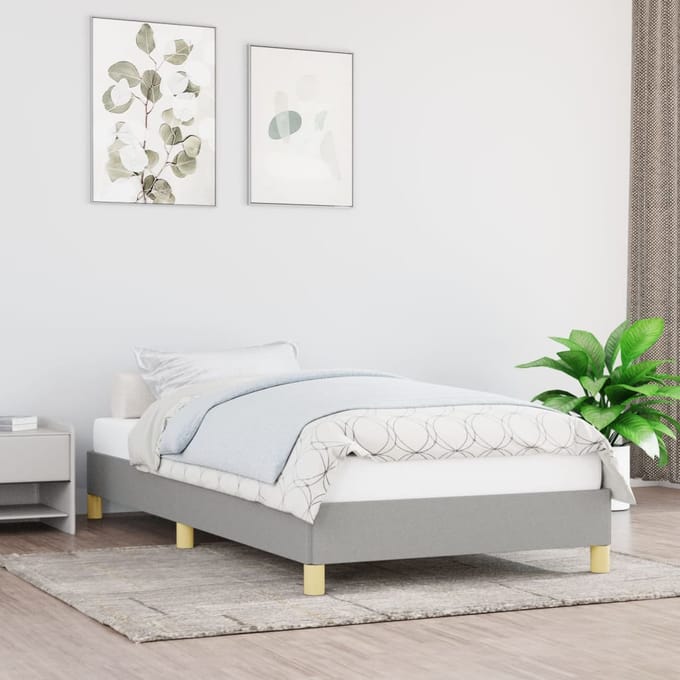 vidaXL - Bedframe - zonder - matras - 100x200 - cm - stof - lichtgrijs