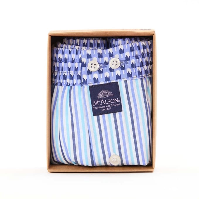 McAlson Boxershort Striped Babyblue M