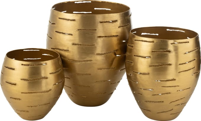 J-Line windlicht - metaal - goud - 3 stuks