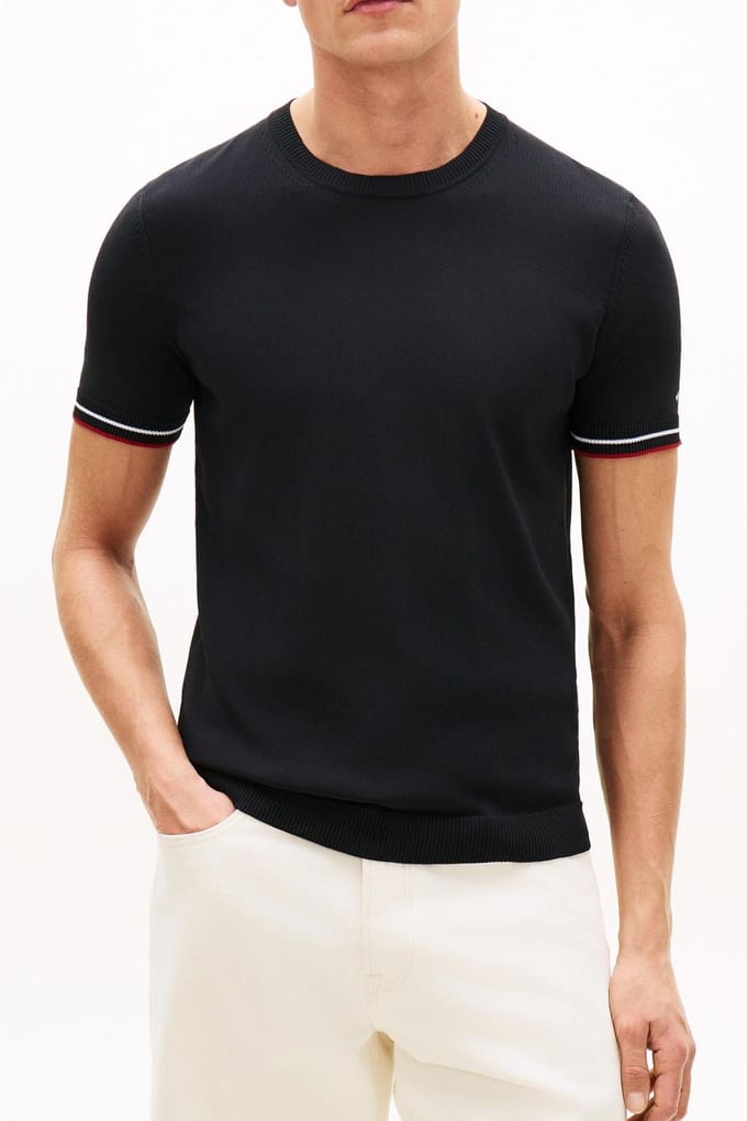 Tommy Hilfiger Dc Tech Cotton Tee Black Größe: XL | Basic T-Shirts Outlet | Herren | Schwarz