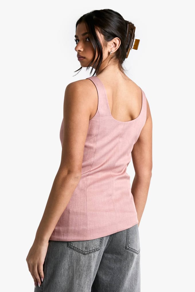 boohoo Dames Tailored Asymmetric Woven Waistcoat | Roos | Maat: 44