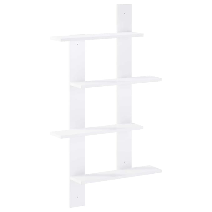 vidaXL - Wandplank - Wit - 61 - x - 13,5 - x - 105 - cm - Bewerkt - hout