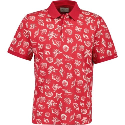 Gant Polo Allover Seashell Pattern Rose Red / male